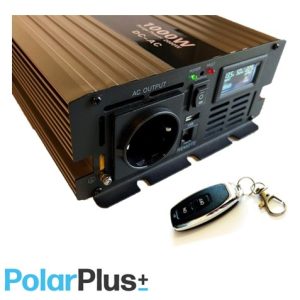 12V PolarPlus inverter 1000W / 2000W ren Sinuskurve 230V 50Hz med trådløs kontroll, 255x180x78mm