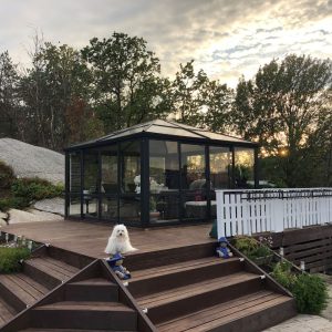 Lyon Premium paviljong 4x4m, mørk grå m/vegg