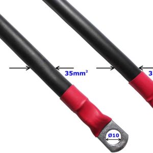 Batterikabel 35mm2 – 500mm – 10mm kabelsko – Myk kvalitet